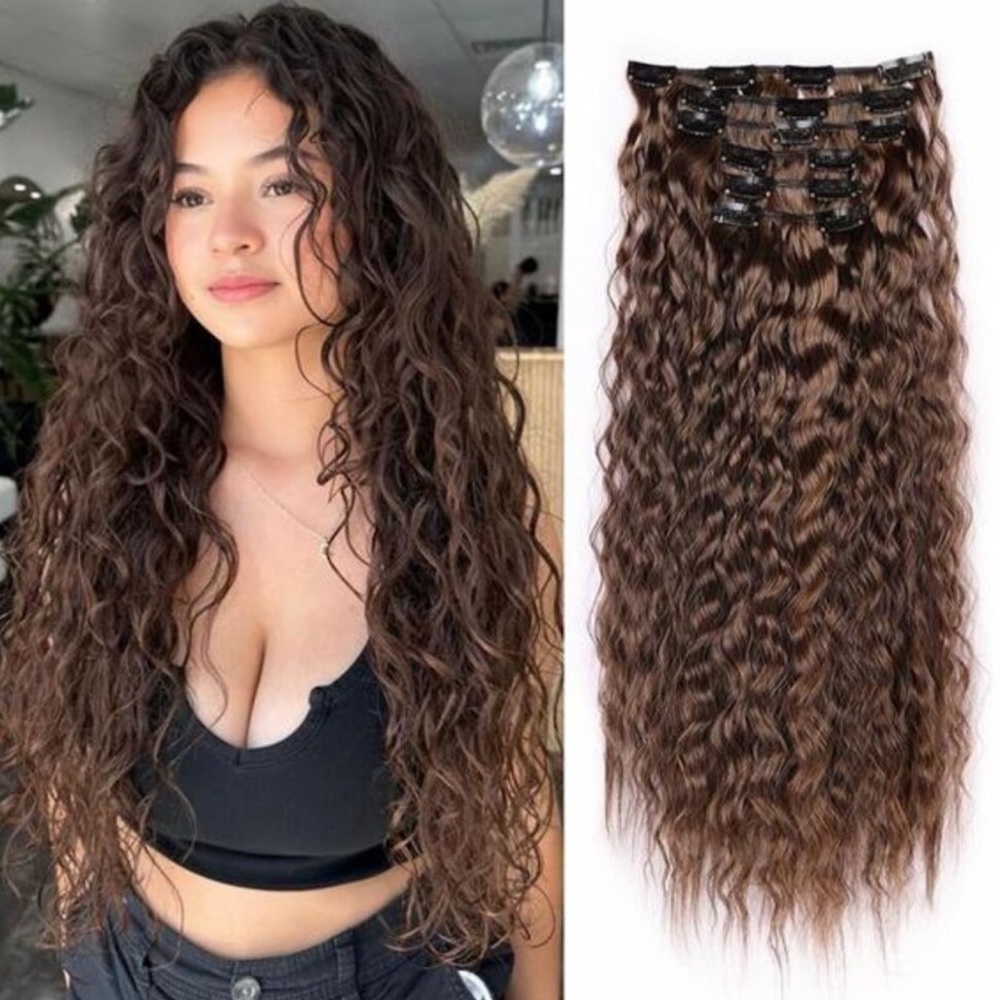 6PCS Clip in Hair Extensions Brown